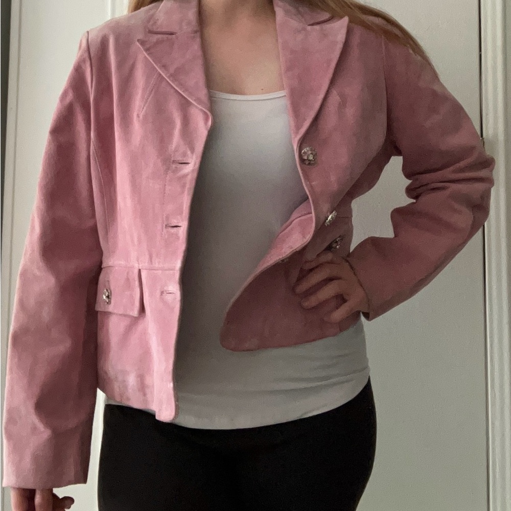 XOXO Pink Blazer Cropped Suit Jacket